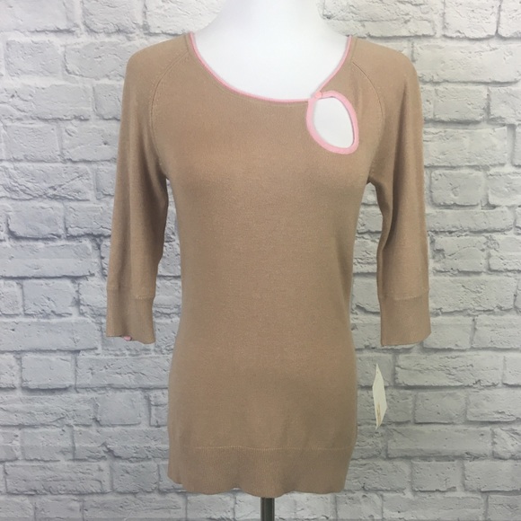 LAST CALL!! NWT Frenchi Retro Pinky Tan Sweater - Picture 1 of 8